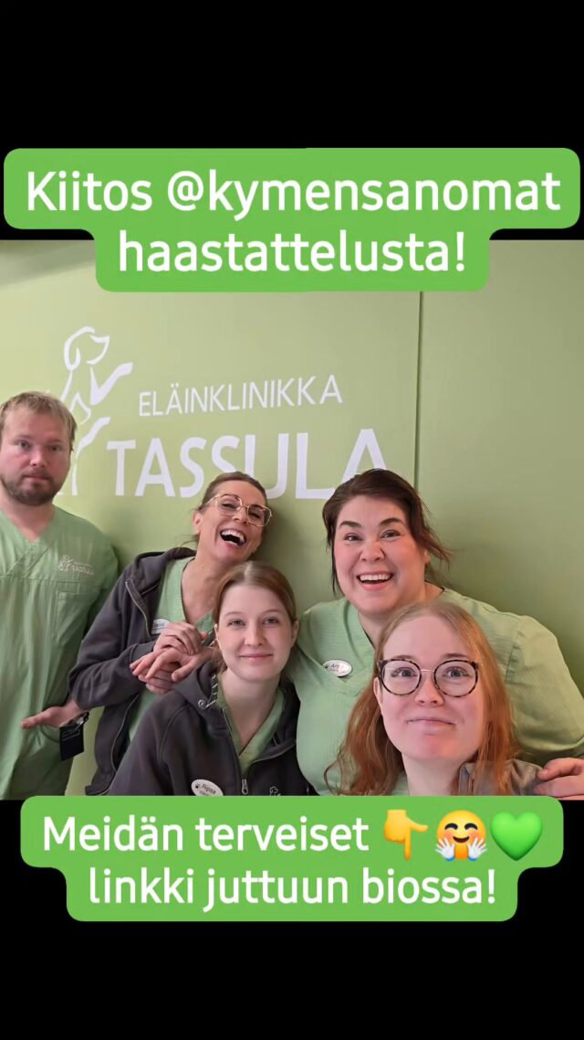 🏆 ”TÄMÄ ON KOKO TIIMIN VOITTO!” ❤️✨
Meiän sydämet on täällä Tassulassa ihan sykkyrällä Kymen Sanomien jutun jälkeen! 🗞️ Kymärin Tiina Leinonen kävi haastattelemassa Annea Tassulan yli 10-vuotisesta taipaleesta, jonka kruunasi valinta Etelä-Kymenlaakson parhaaksi eläinlääkäri-asiakaspalvelijaksi! 🤗
On ollut huikeaa lukea teidän perusteluita äänestyksessä. Tässä muutama suosikki, jotka muistuttavat meitä, miksi tätä työtä tehdään: 💬 ”Aitoa kohtaamista, sekä asiakkaan että lemmikin parasta ajatellen.” 💬 ”Tassula on ehdottomasti paras asiakaspalvelupaikka!”Kuten Anne jutussa korostaa, tämä kuuluu koko meiän porukalle. Kaikkia tarvitaan, jotta Tassulan asiakaspalvelu on sitä mitä se on – aitoa huolenpitoa sun lemmikkisi hyväksi. 🤝🐾
🩺 Tiimi vahvistuu! Maaliskuussa meillä aloittaa akuuttileikkauksiin ja hätätapauksiin erityisesti perehtynyt eläinlääkäri Suvi. Lisäksi kaikkien tuntema, alkuperäinen tassulalainen Emmi tekee odotetun paluun! ✨🏥 Lisää aikaa! Aukioloaikamme pidentyvät keväällä iltoihin. Pystymme tarjoamaan entistä kattavammin palveluita, joita Anne ja Tassula ovat edelläkävijöinä tuoneet paikallisten saataville.
🇫🇮 Kiitos, kun tuet suomalaista työtä. Meille on äärettömän tärkeää, että kannatat itsenäistä 100 % suomalaista ei-ketjuklinikkaa. Tassulassa päätökset tehdään täällä paikan päällä, paikallisia lemmikkejä varten, ilman ulkopuolista ohjausta tai tulospaineita. 💙🐾 Kiitos luottamuksesta. Myö ollaan täällä sinua ja sun karvaista perheenjäsentä varten – nyt ja tulevaisuudessa. ✨
Lue koko juttu ja katso Ella Karttusen upeat kuvat (mukana myös Pärre-koira! 🐶) linkistä biossa! 🔗https://www.kymensanomat.fi/paikalliset/9188694#Tassula #KymenSanomat #Asiakaspalvelu #EteläKymenlaakso #Kotka #PaikallinenYrittäjyys #KokoTiiminVoitto #Edelläkävijä #SuomalainenTyö 🏆🇫🇮